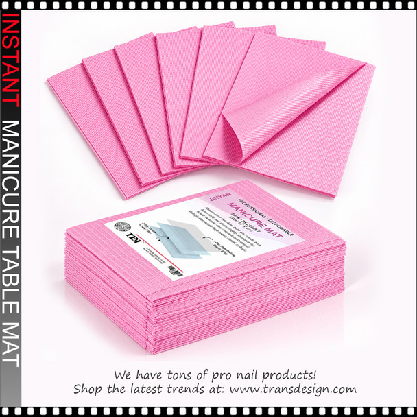 INSTANT MANICURE TABLE MAT Pink 13 x 18" 20/Pack