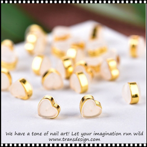 NAIL CHARM ALLOY Gold Heart Fill Silicon 12/Pack