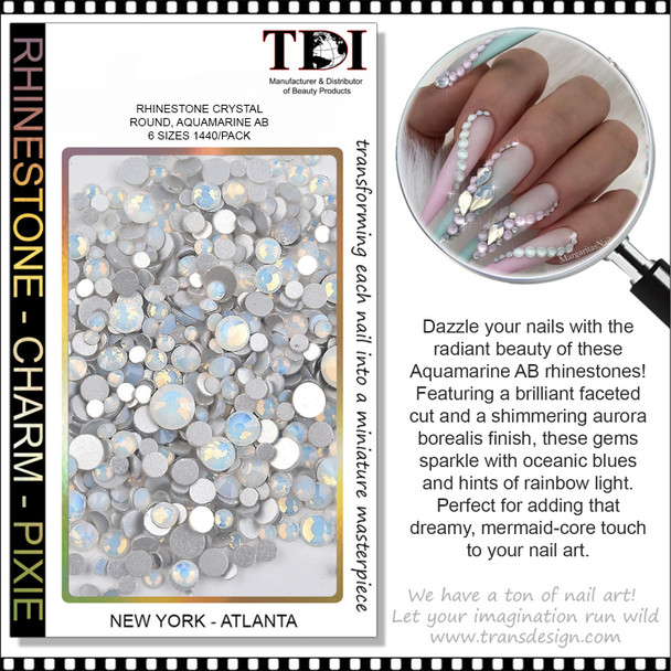 RHINESTONE CRYSTAL Opal White, Assorted Size 1440 pcs/Pack