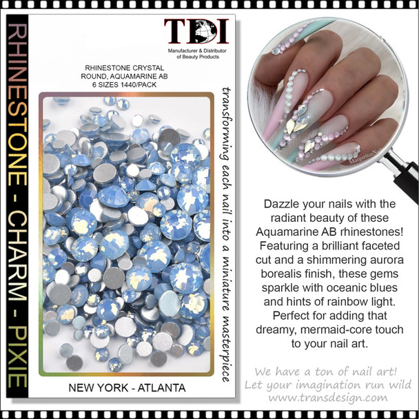 RHINESTONE CRYSTAL Opal Blue, Assorted Size 1440/Pack