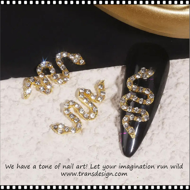 NAIL CHARM RHINESTONE  Gold Snake 2/Pack