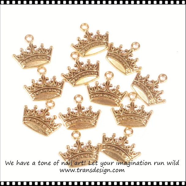 NAIL CHARM ALLOY Gold Crown 6/Pack