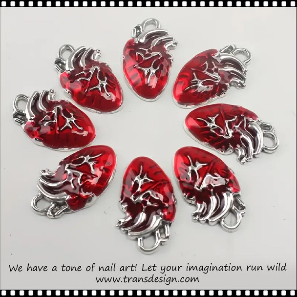 NAIL CHARM ALLOY Red Heart 4/Pack