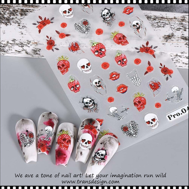 Gothic Roses To Color NAIL STICKER – HALLOWEEN GOTHIC SKULLS, LIPS, ROSES & SPIDERS #PRO.048 ...
