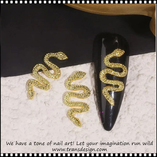 NAIL CHARM ALLOY Retro Gold Snake 2/Pack