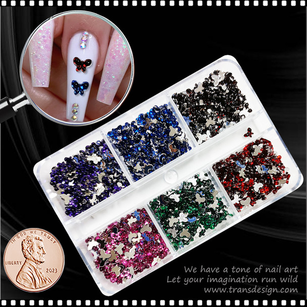 RHINESTONE Butterfly 6 Assorted Color 864/Case #3