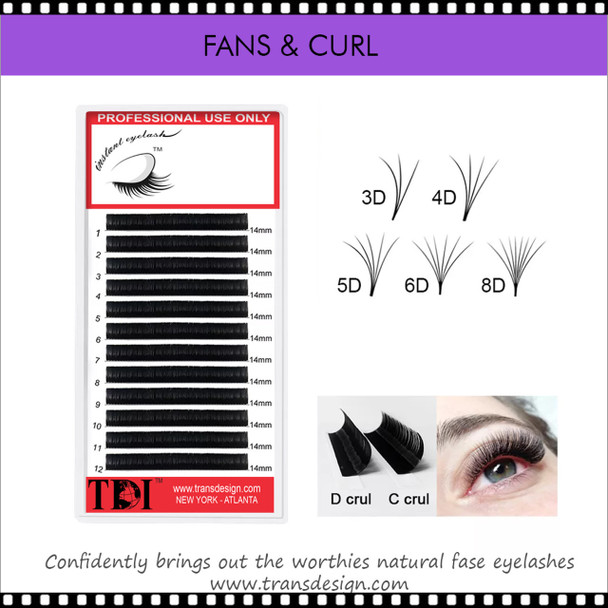 INSTANT Eyelash Self Fanning Tray Mix 0.12 D Curl  Size 8-14mm