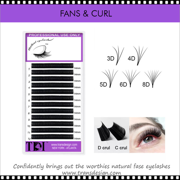 INSTANT Eyelash Self Fanning Tray Mix 0.12 D Curl  Size 15-18mm