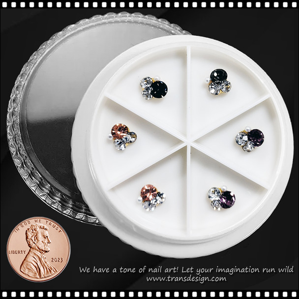 NAIL CHARM RHINESTONE Assorted Medium Design #3 6/Case