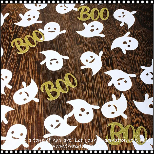INSTANT GLITTER Halloween, White Ghost and Golden BOO Décor Pack