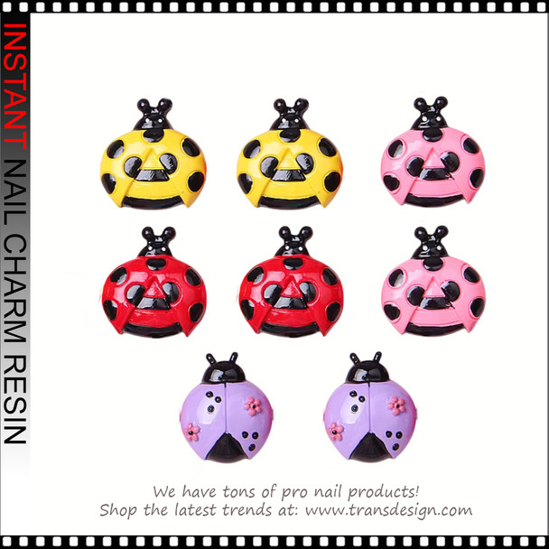 NAIL CHARM RESIN Mixed Color Ladybug  8pcs/Pack *