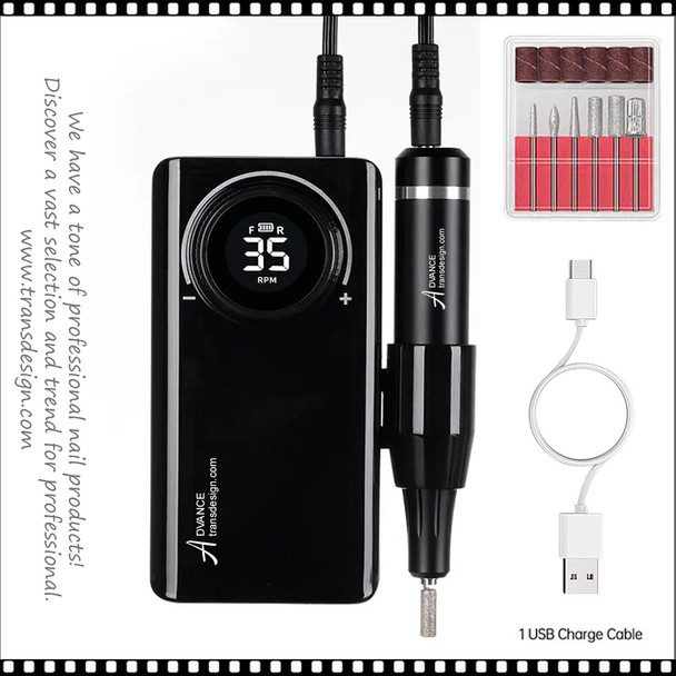 ADVANCE Professional Nail Drill, Rechargeable, Black 35,000 RPM