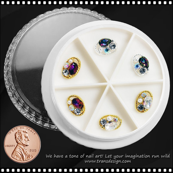 NAIL CHARM RHINESTONE & PEARL Design 6/Case #42