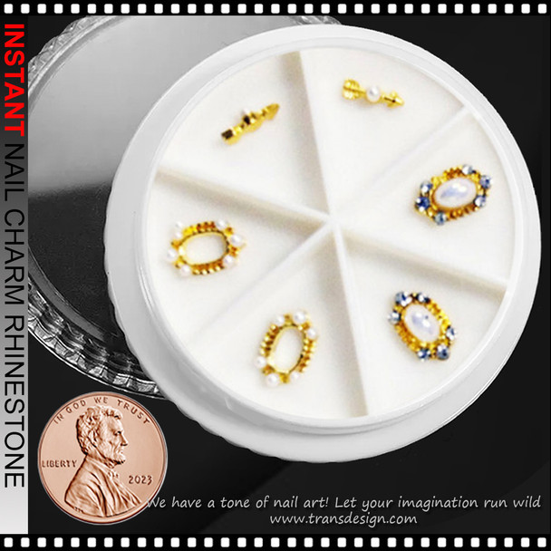 NAIL CHARM RHINESTONE & PEARL Design 6/Case #58