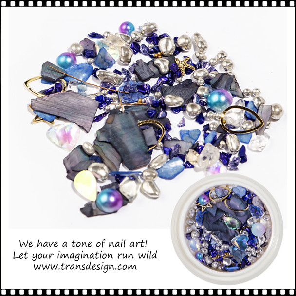 SEASHELL NAIL CHARM Assorted Gray, Purple & Alloy Jar