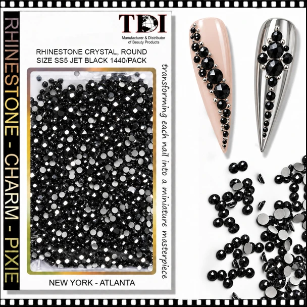 RHINESTONE CRYSTAL Round, Size SS5,  Jet Black 1440/Pack