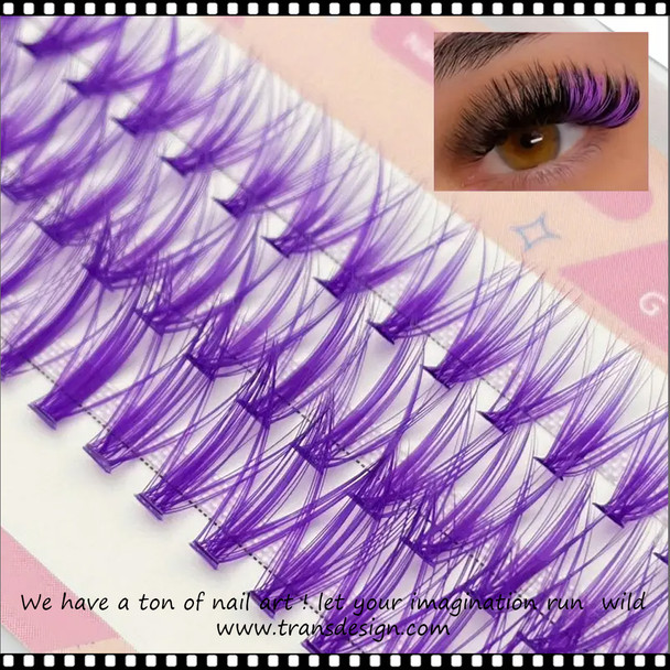 EYELASHES Individual Extensions Colored 3Row-PURPLE-10/12/14mm