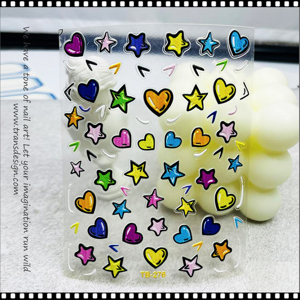 NAIL STICKER 3D Hearts, Stars  #TB-276