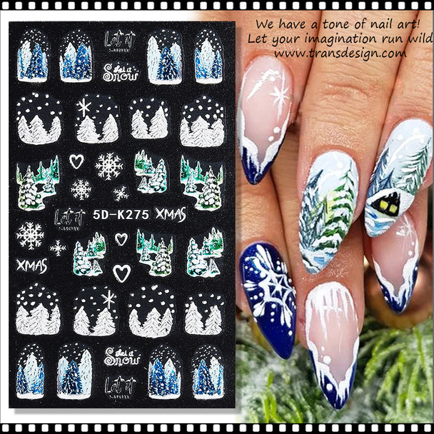 NAIL STICKER 3D Christmas Tree with Snow #5D-K275