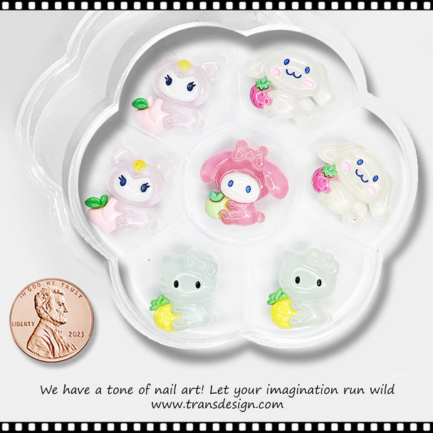 NAIL CHARM RESIN Sanrio Jelly Cinnamoroll, Kuromi, My Melody & Hello Kitty 6/Case