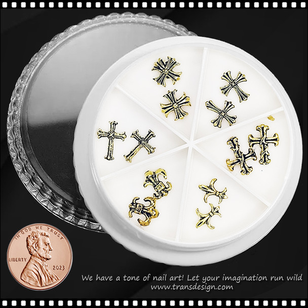 NAIL CHARM ALLOY Cross Gold 12/Case