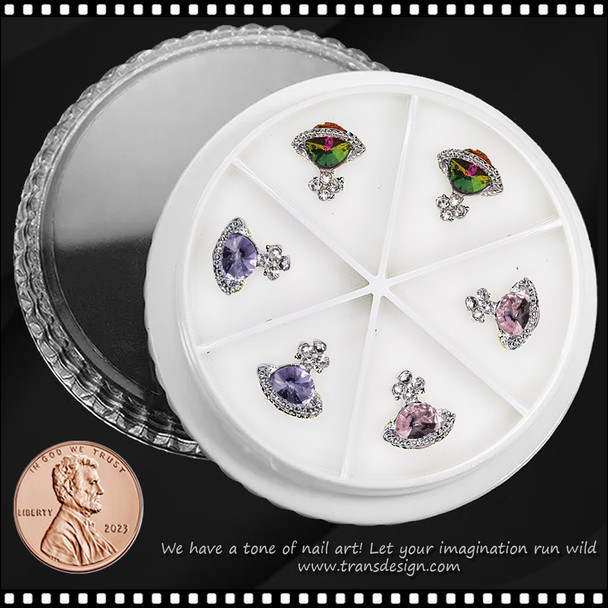 NAIL CHARM RHINESTONE Global, Planet Purple, Pink, & Multicolor 6/Case  *