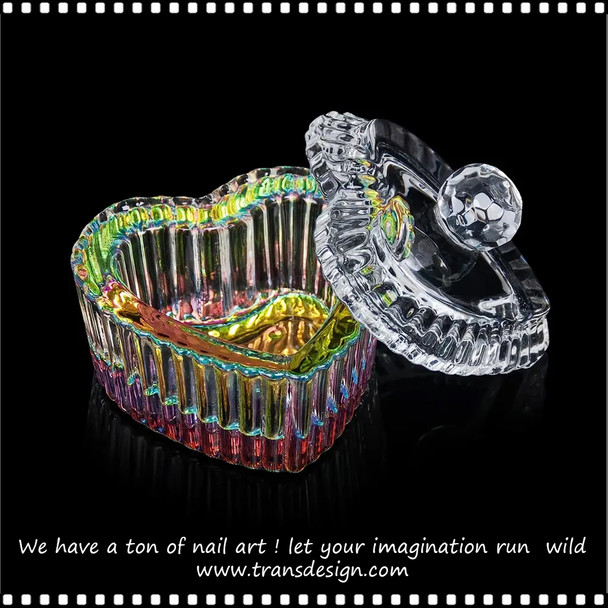 DAPPEN DISH Mini Crystal Mermaid Heart with Clear Lid *