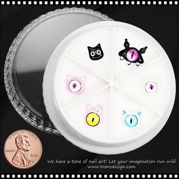 NAIL CHARM RESIN Monster Eye, Bunny Eye, & Cat Eye 6/Case