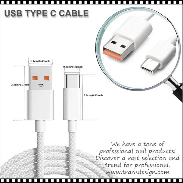 USB Type C Replacement Cable, 59" Long, Light Gray