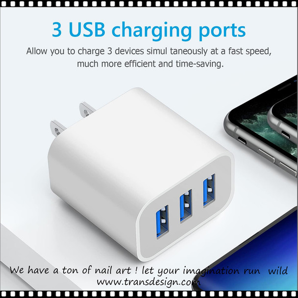 POWER ADAPTER USB Wall Charger 3-Ports 100-240VAC  | 2.4A  