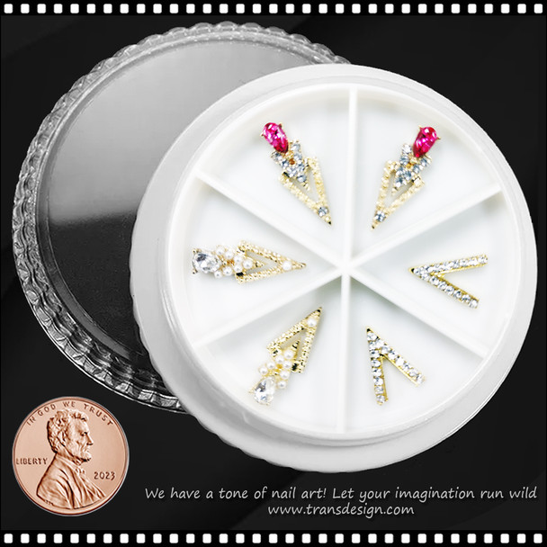 NAIL CHARM RHINESTONE & PEARL Triangle 6/Wheel #2 *