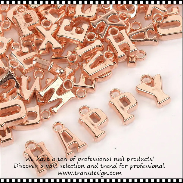 NAIL CHARM RESIN Big Rose Gold Hollow Letter Acrylic Beads 100/Bag