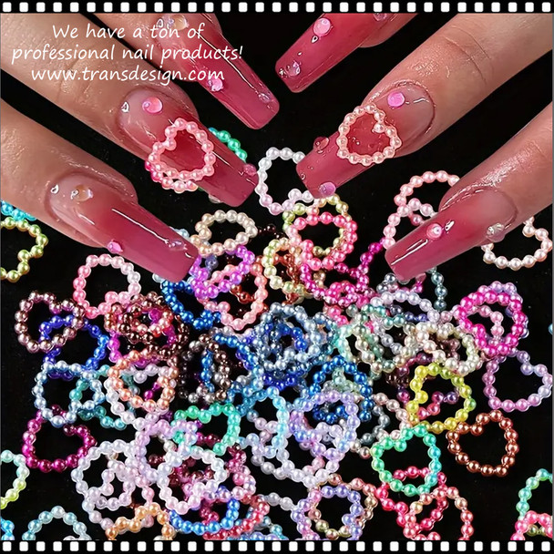 NAIL CHARM RESIN Multi Pearl Heart Assorted ~50/Pack