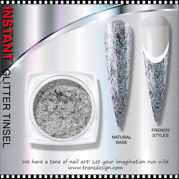 GLITTER TINSEL Hologram Silver 0.2 x 1.5mm Jar