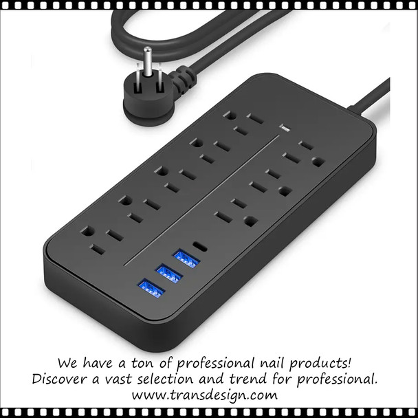  12 IN 1 Power Strip Surge Protector, 8 AC Outlets 3 USB 1 Type-C