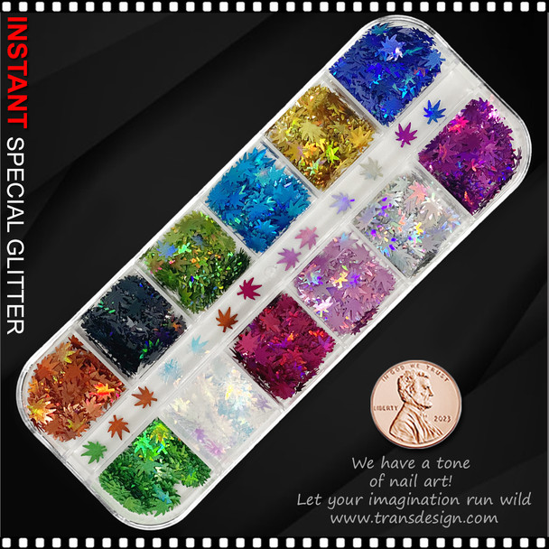 INSTANT GLITTER Assorted Hologram  Leaf Case