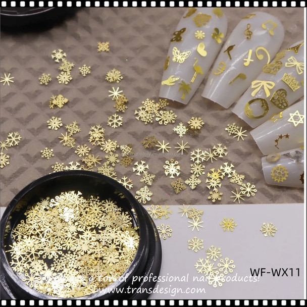 NAIL CHARM Assorted Gold Snowflakes Jar #WF-WX11