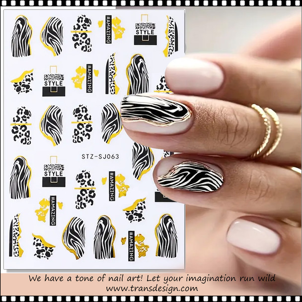 NAIL STICKER Abstraction, Zebra Print  #STZ-SJ063