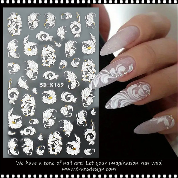 NAIL STICKER 3D Embossed Floral Pattern #5D-K169