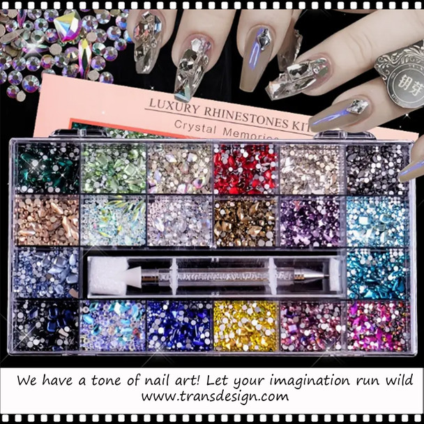 RHINESTONE PRO. Mixed Colored Multi Shaped Assorted/Case