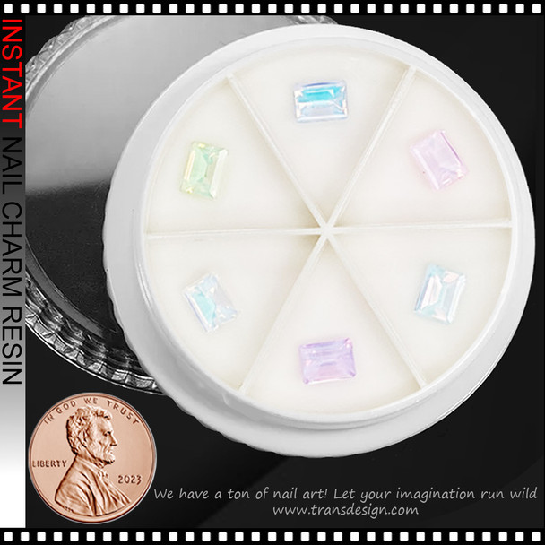 NAIL CHARM RESIN Assorted Color, Rectangular Shape 6/Case