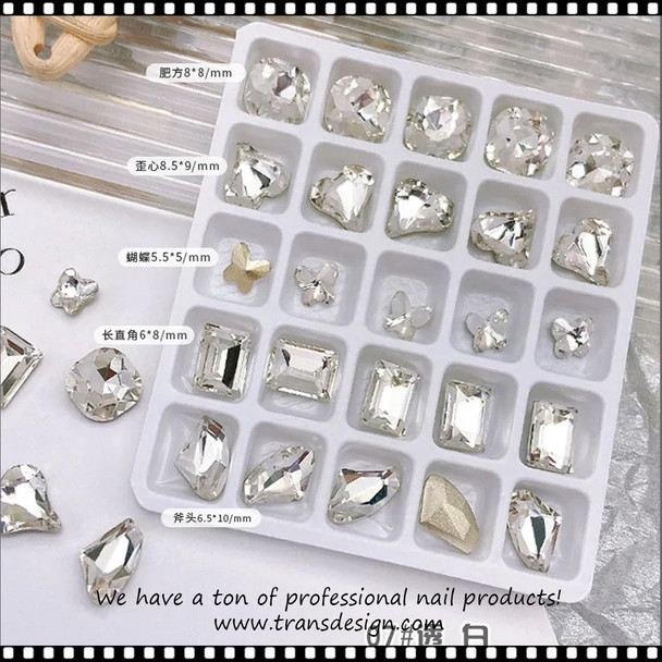 RHINESTONE LARGE Mix, Transparent White #07 25/Pack