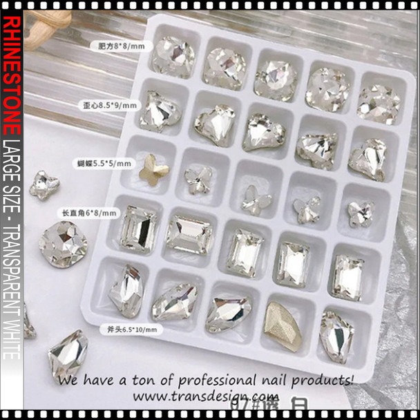 RHINESTONE LARGE Mix, Transparent White #07 25/Pack