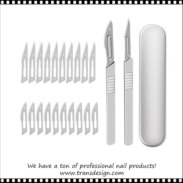 Stainless Steel Handle Craft Knife Set | 2pcs Knife handles + 20pcs Blades