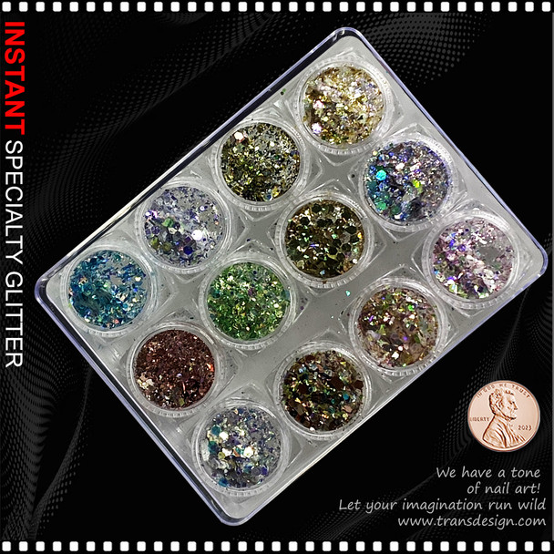 INSTANT GLITTER Assorted Chunky Color 12 Jars/Case