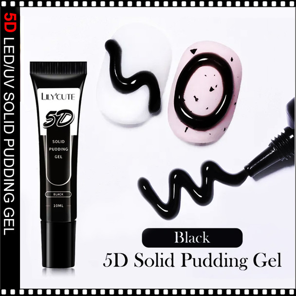 NAIL ART 5D Solid Pudding Gel Tube, Black 10ml. *