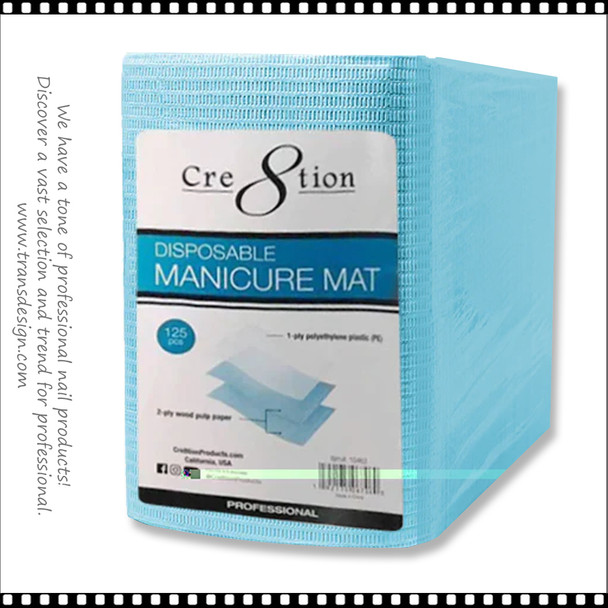 CRE8TION Disposable Manicure Mat, Blue Color 125 Pcs/Pack