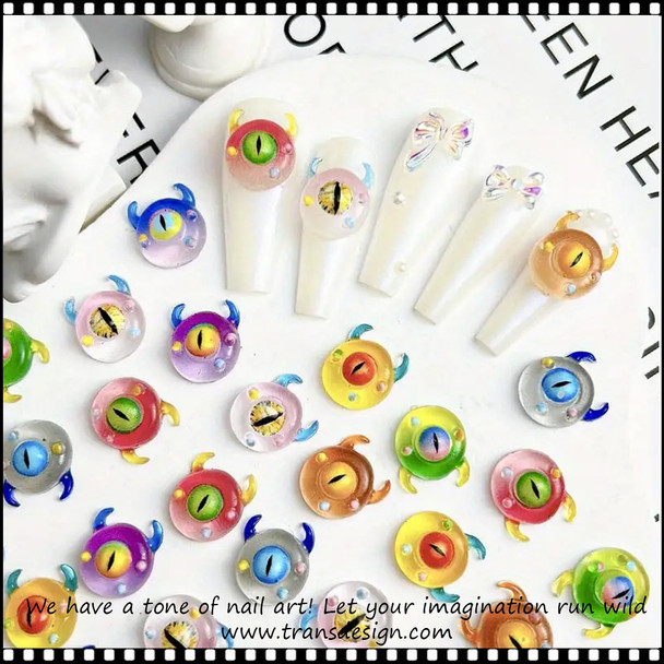NAIL CHARM RESIN Monster Eye, Assorted Color 20/Pack  