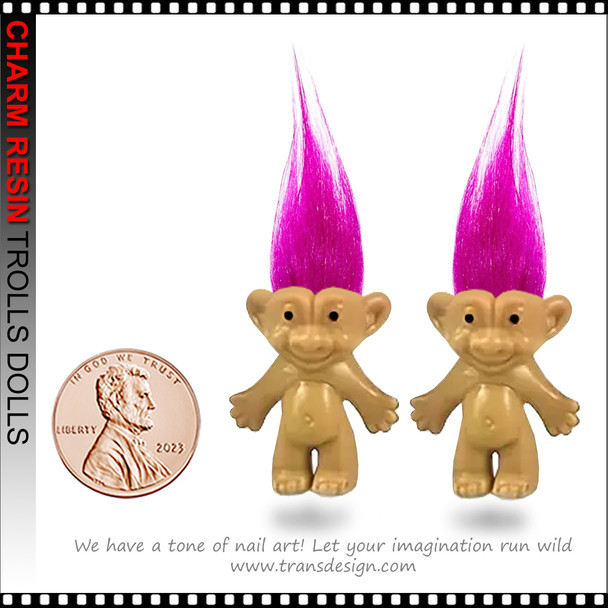 NAIL CHARM RESIN Magnet Trolls Dolls Collection, Magenta 2/Pack