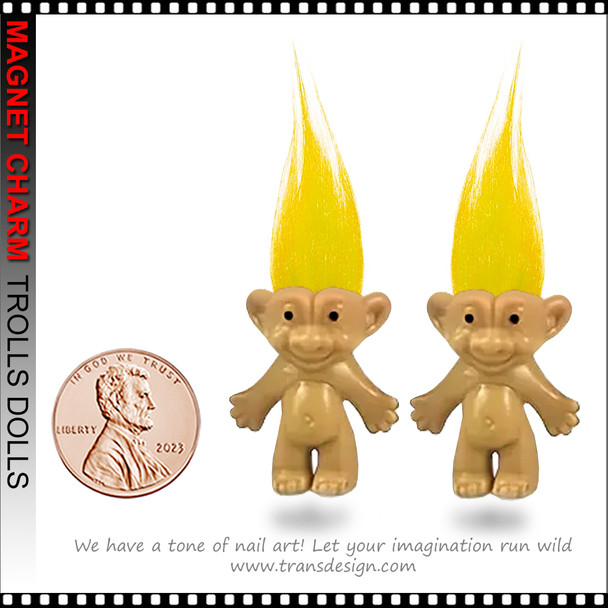 NAIL CHARM RESIN Magnet Trolls Dolls Collection, Yellow 2/Pack